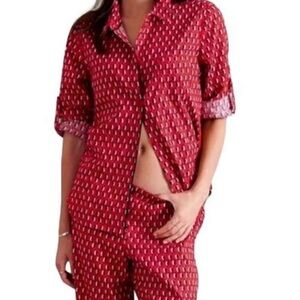 VICTORIA'S SECRET Penguin Pajamas, Size L, Flannel Roll-up Sleeves, Lounge Wear
